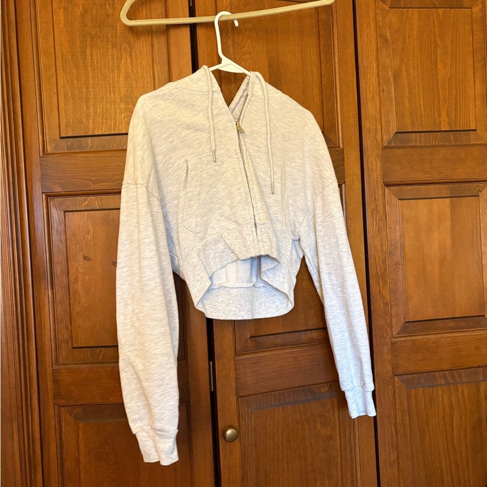 Garage Women's Light Grey Cropped Hoodie